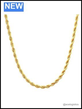 14K Solid Gold Rope Chain Necklace 22" 2.2mm Unisex